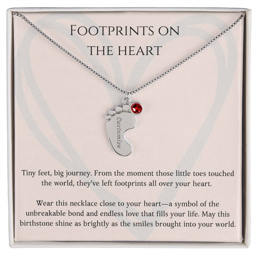 Footprints on Your Heart Custom Necklace