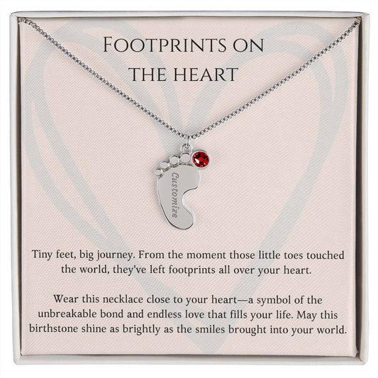 Footprints on Your Heart Custom Necklace