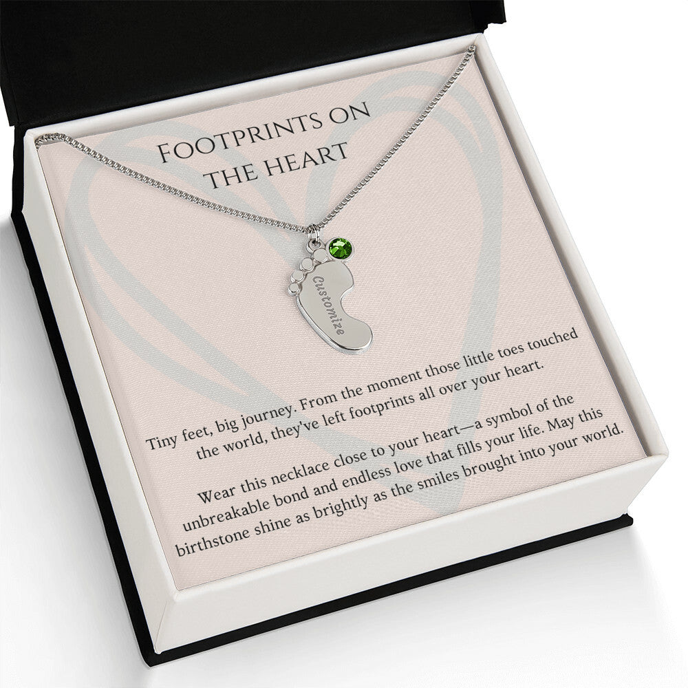 Footprints on Your Heart Custom Necklace