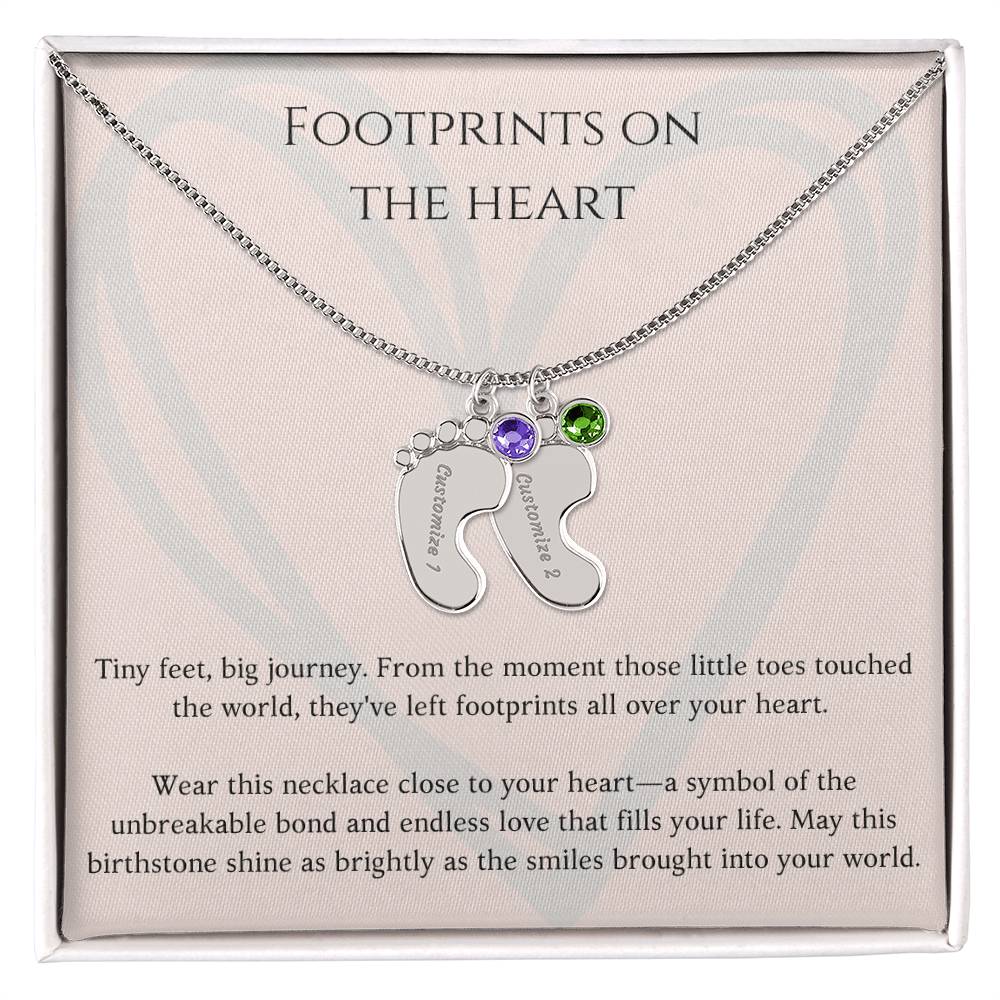 Footprints on Your Heart Custom Necklace