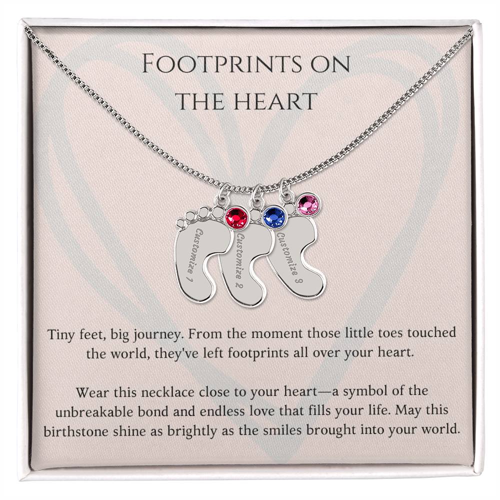 Footprints on Your Heart Custom Necklace