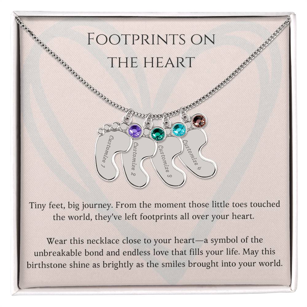 Footprints on Your Heart Custom Necklace