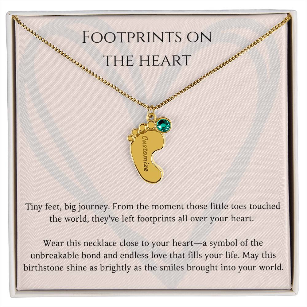 Footprints on Your Heart Custom Necklace