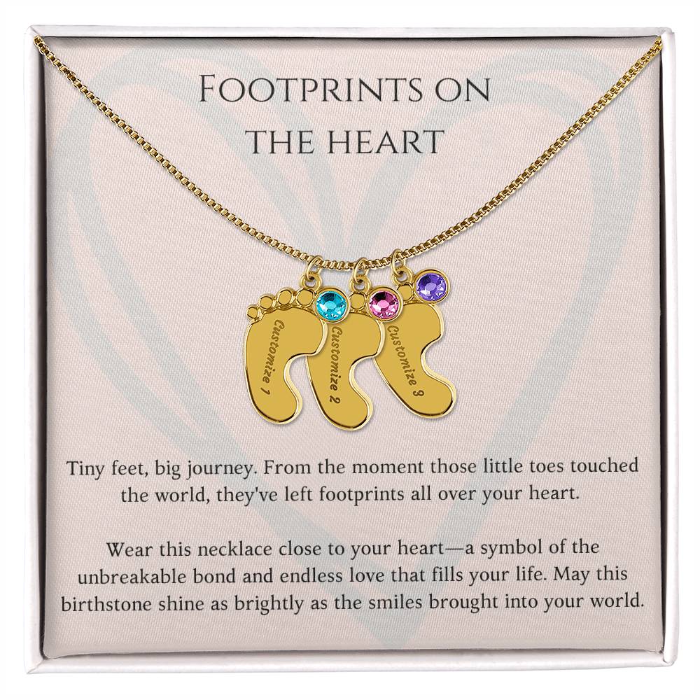 Footprints on Your Heart Custom Necklace