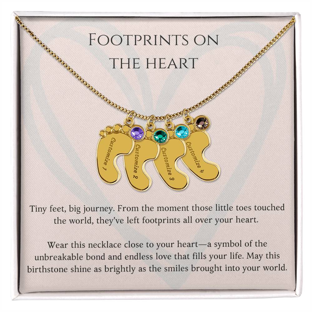 Footprints on Your Heart Custom Necklace