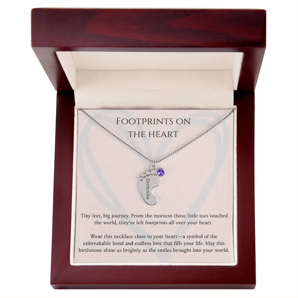 Footprints on Your Heart Custom Necklace