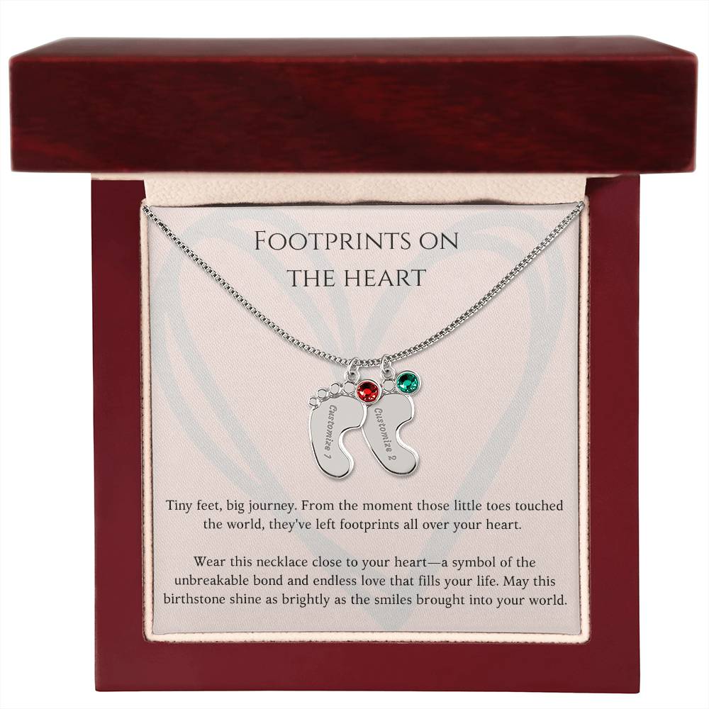 Footprints on Your Heart Custom Necklace