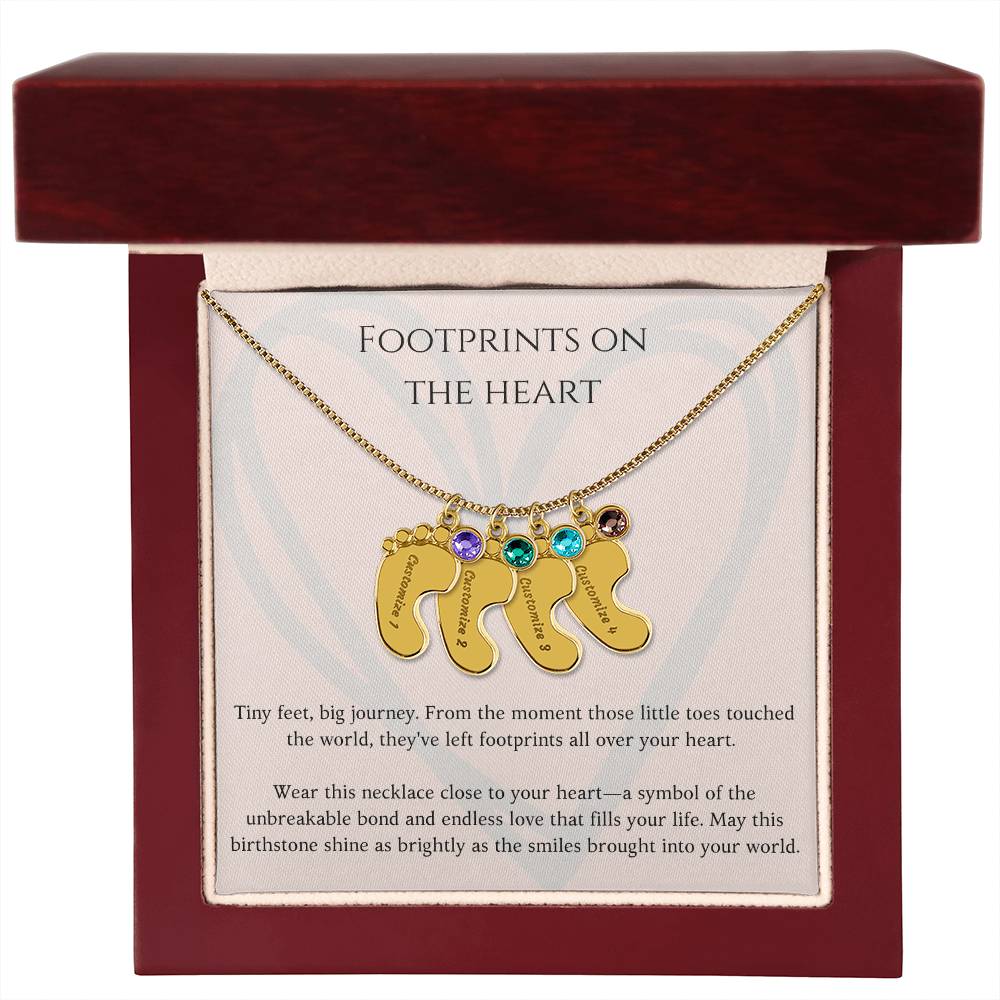 Footprints on Your Heart Custom Necklace