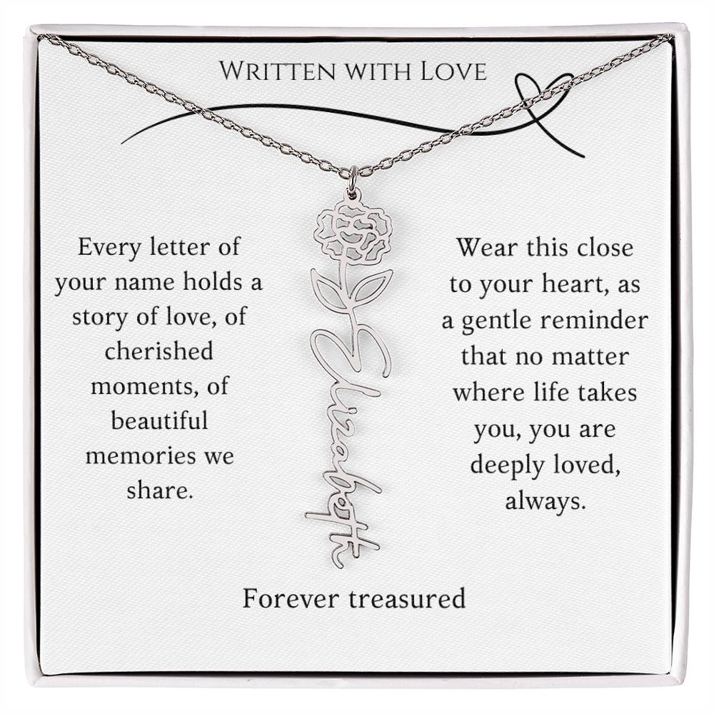 "Written With Love" Custom Flower Necklace