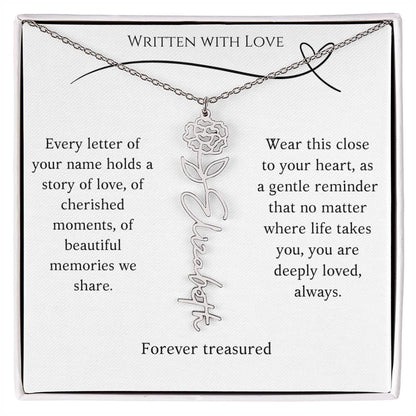 "Written With Love" Custom Flower Necklace