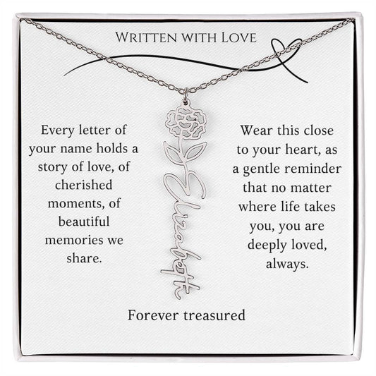 "Written With Love" Custom Flower Necklace