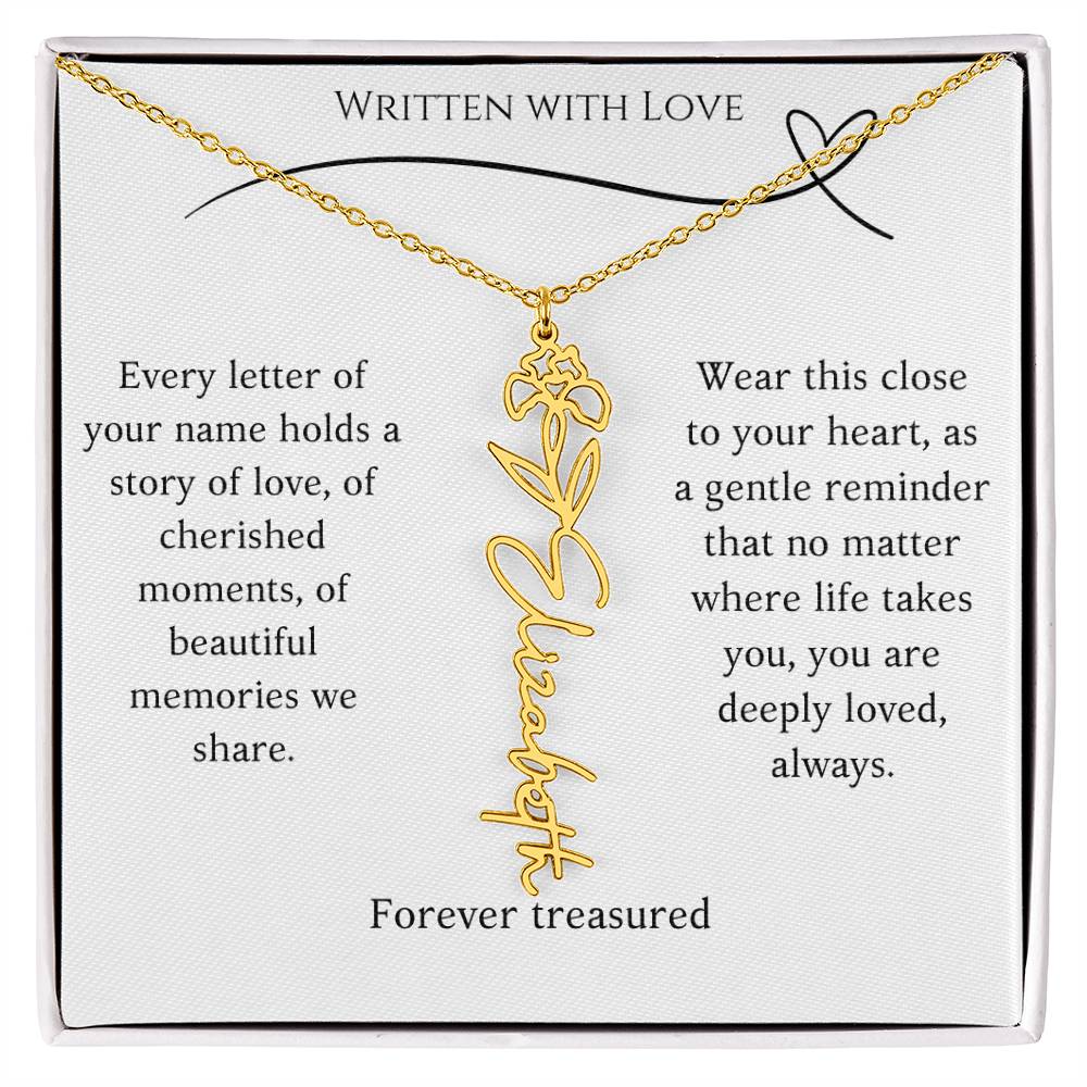 "Written With Love" Custom Flower Necklace