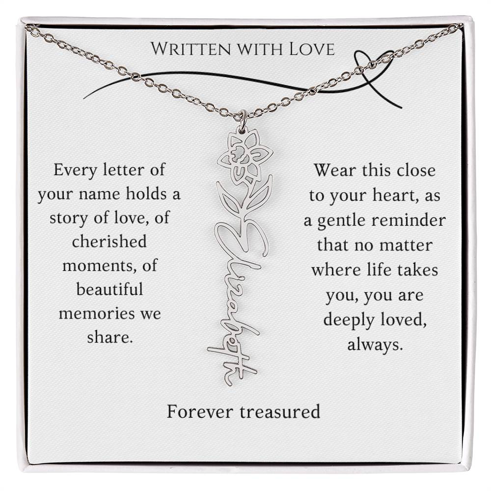 "Written With Love" Custom Flower Necklace