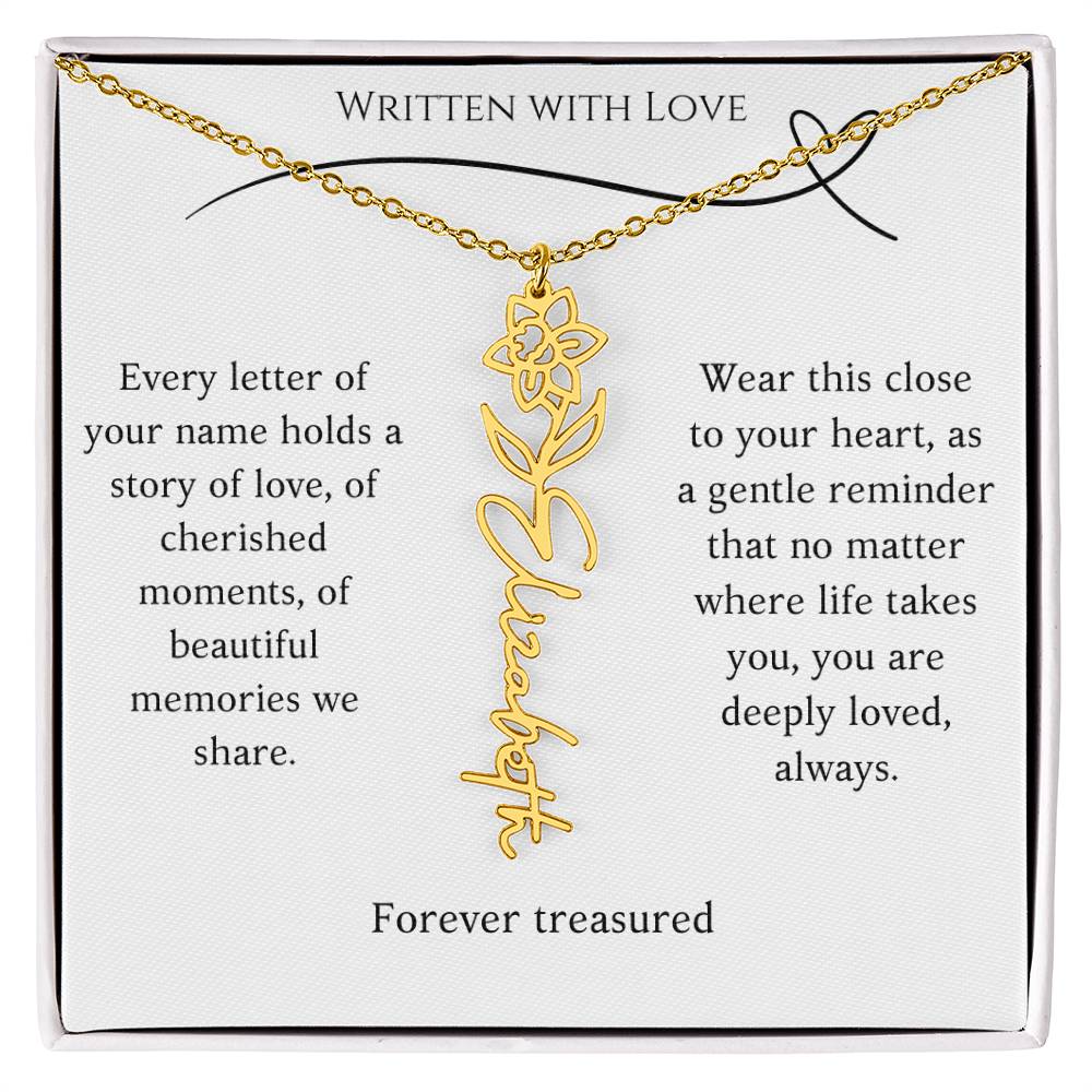 "Written With Love" Custom Flower Necklace