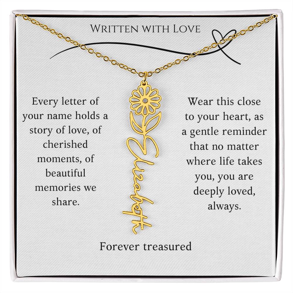 "Written With Love" Custom Flower Necklace