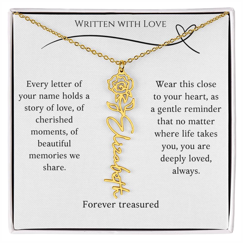 "Written With Love" Custom Flower Necklace