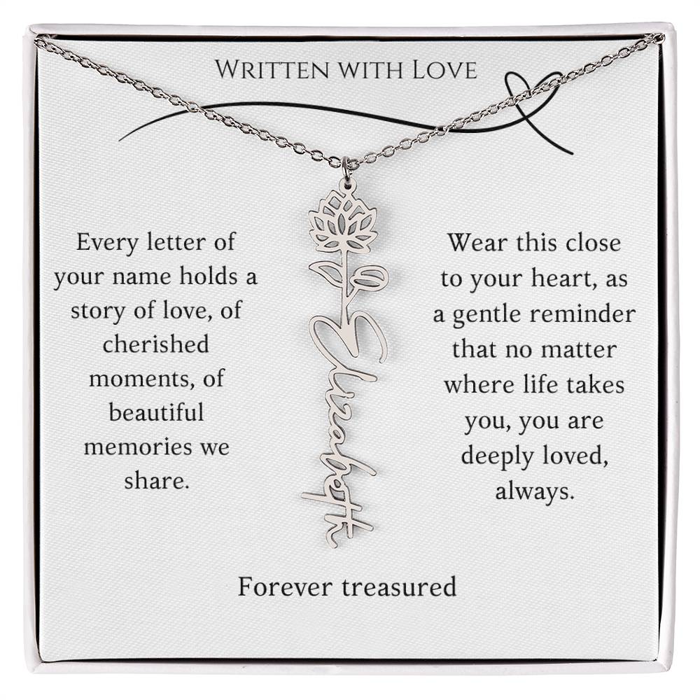 "Written With Love" Custom Flower Necklace