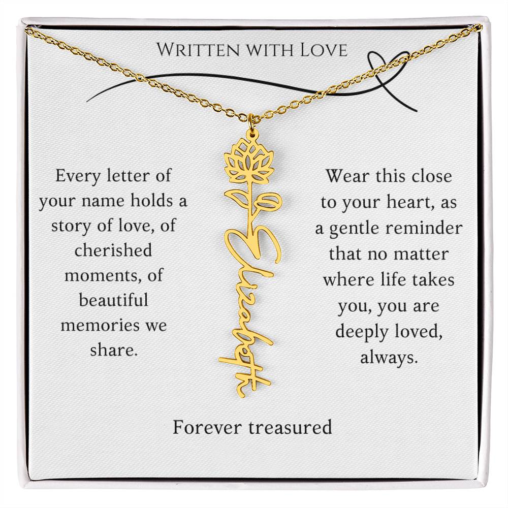 "Written With Love" Custom Flower Necklace