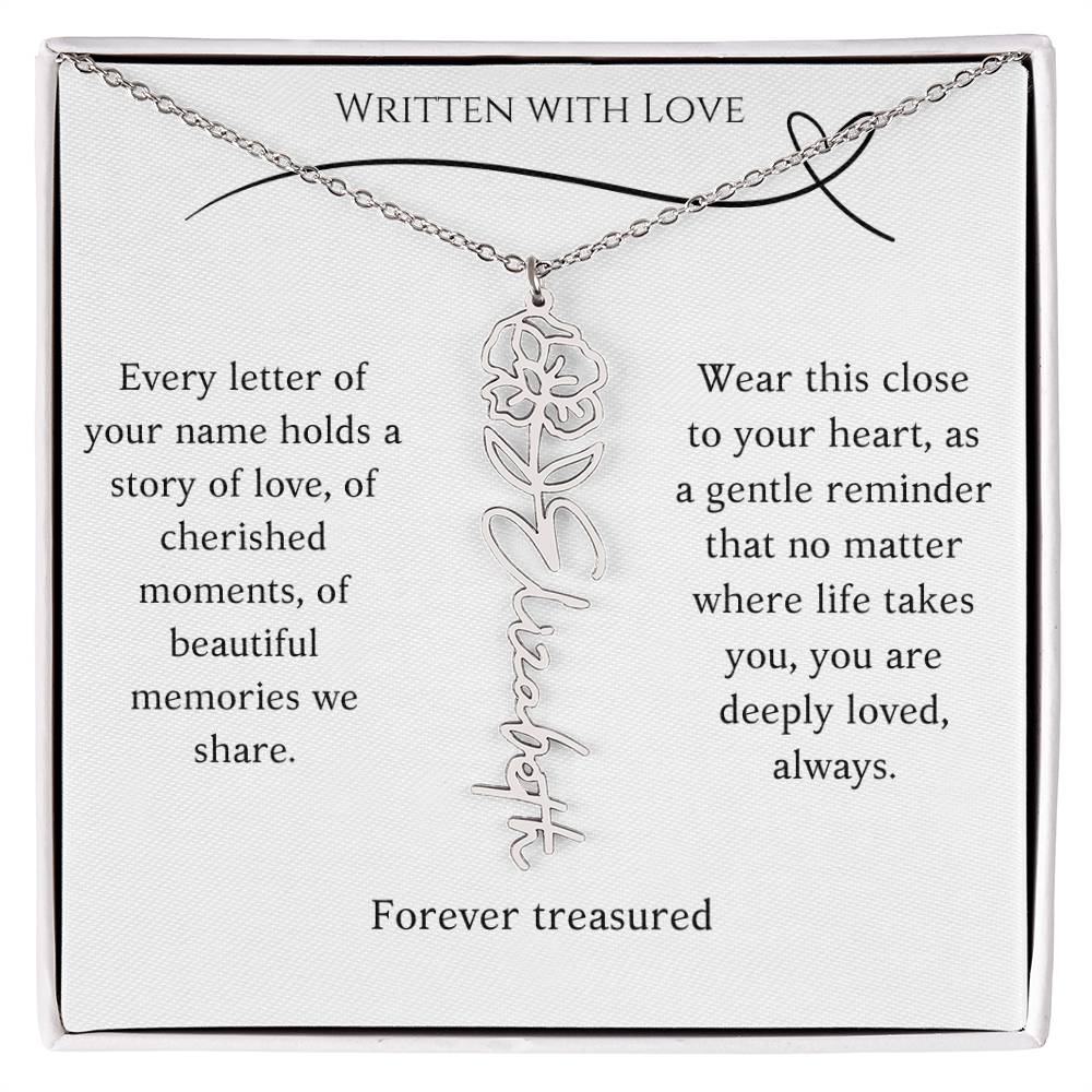 "Written With Love" Custom Flower Necklace