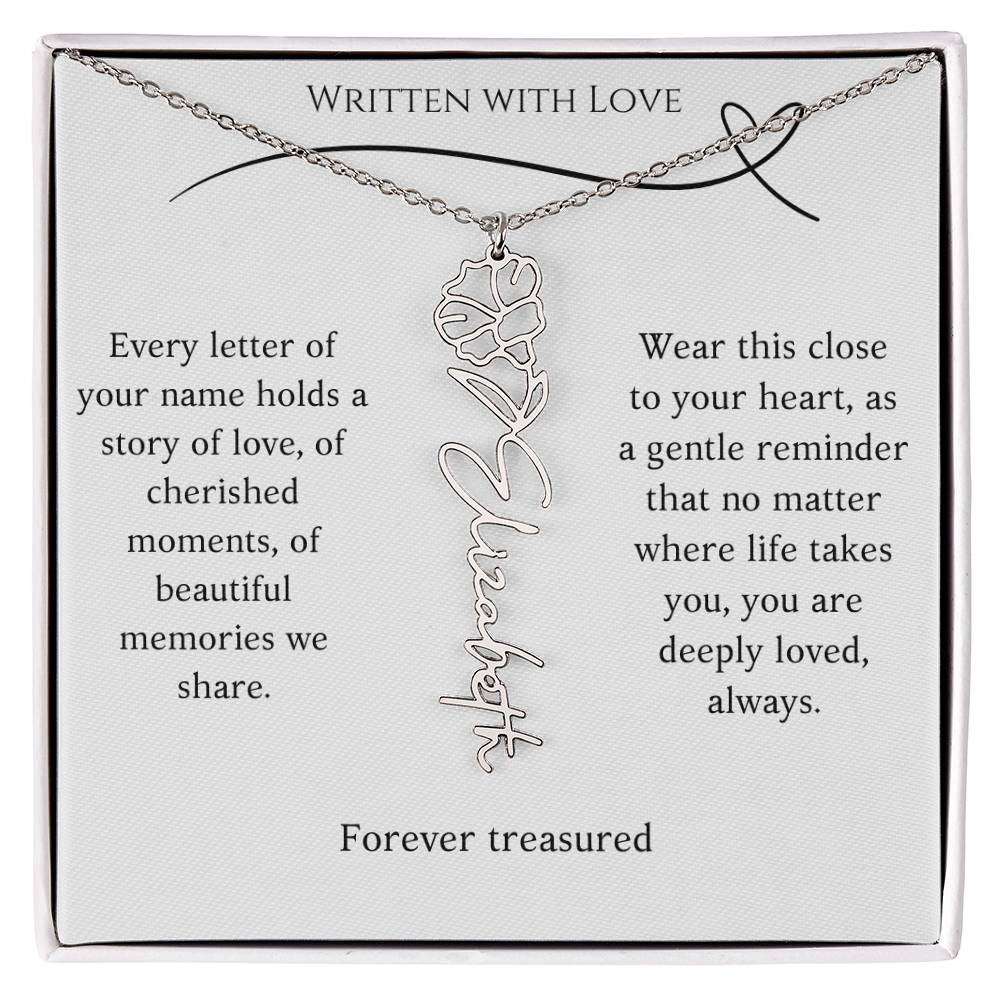 "Written With Love" Custom Flower Necklace