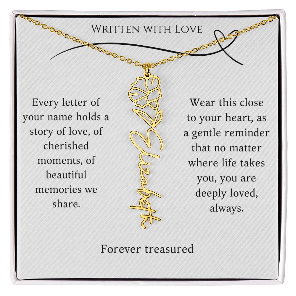 "Written With Love" Custom Flower Necklace