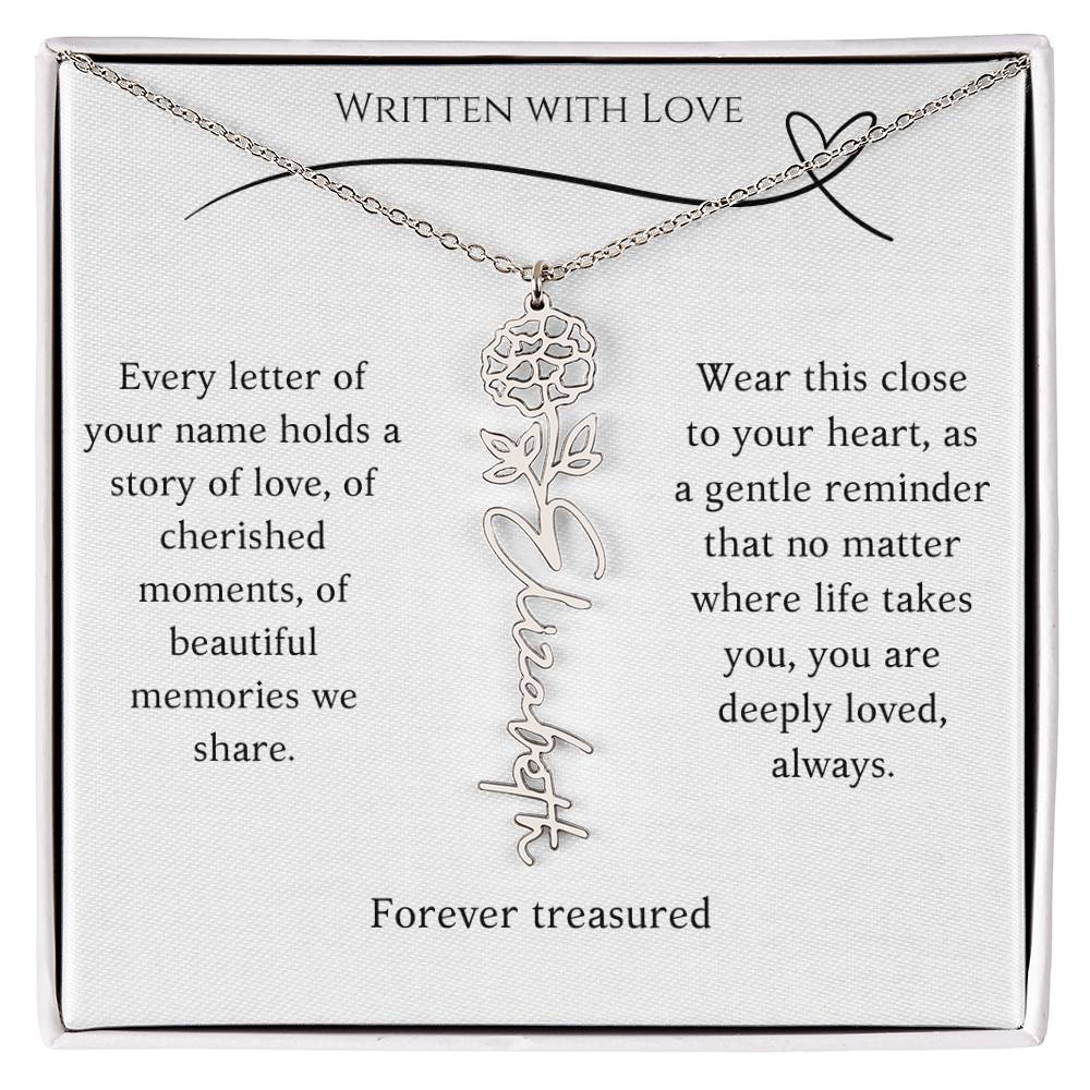 "Written With Love" Custom Flower Necklace