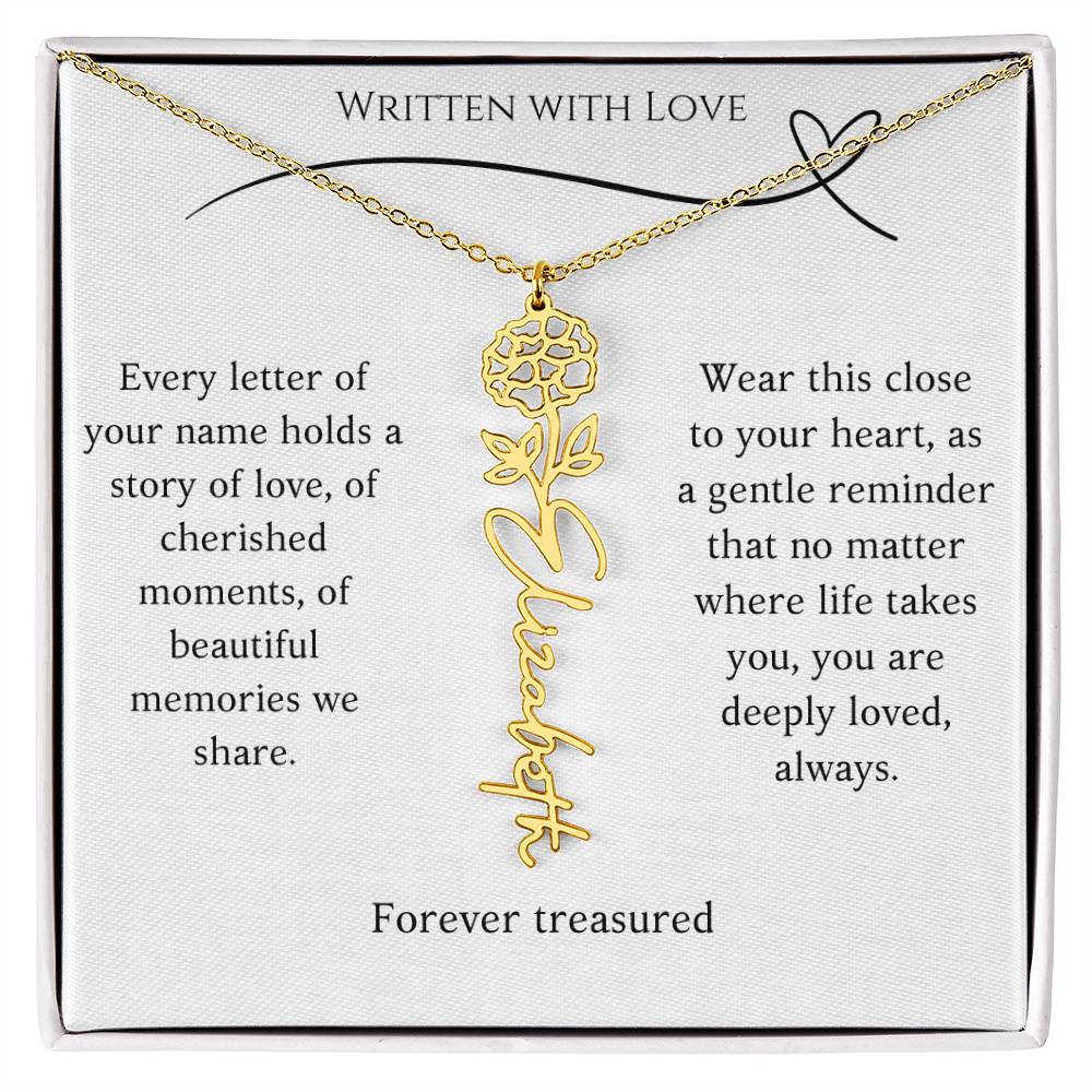 "Written With Love" Custom Flower Necklace