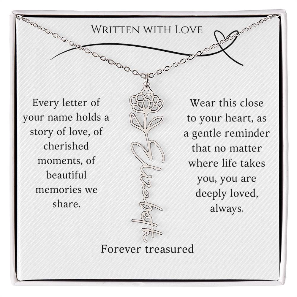 "Written With Love" Custom Flower Necklace