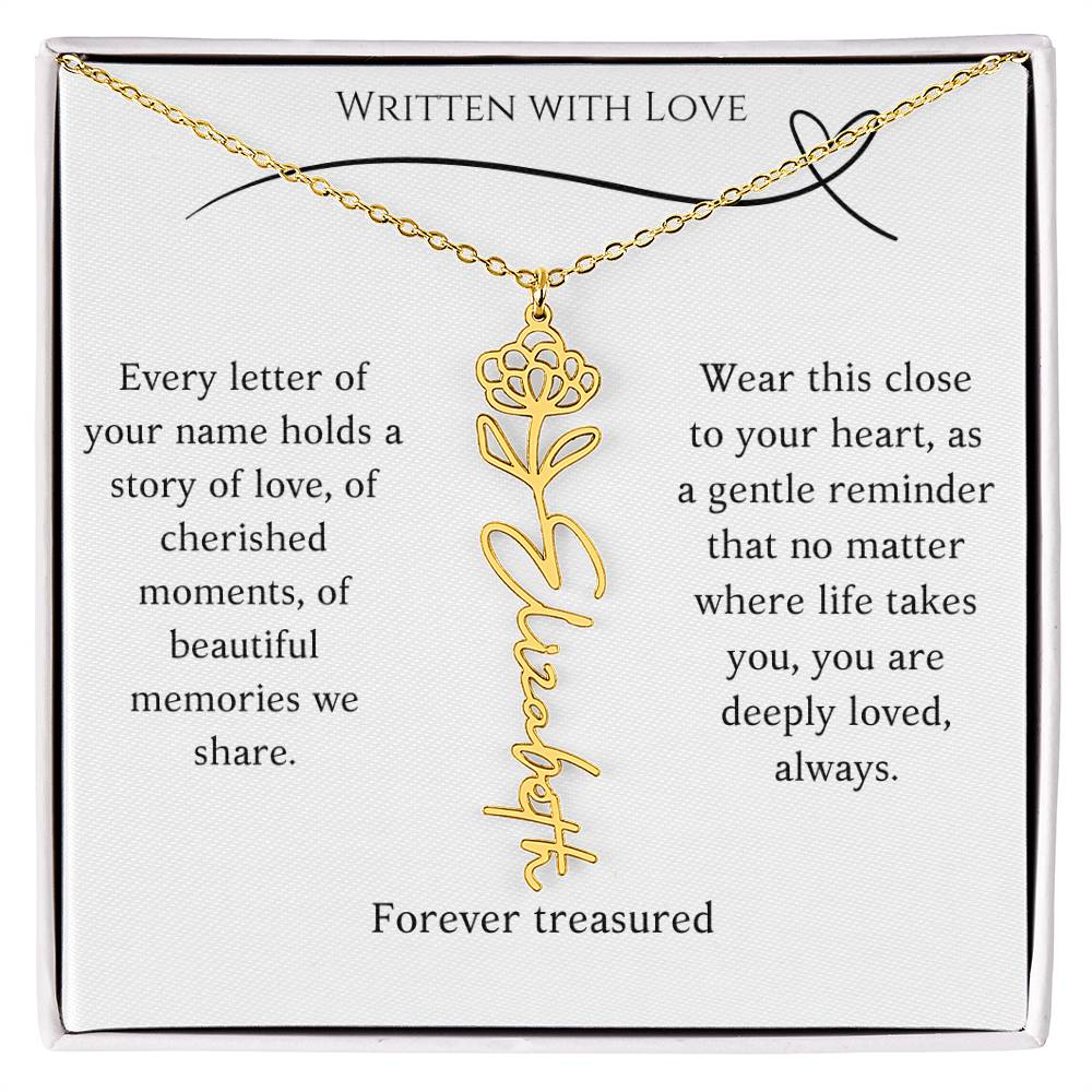 "Written With Love" Custom Flower Necklace