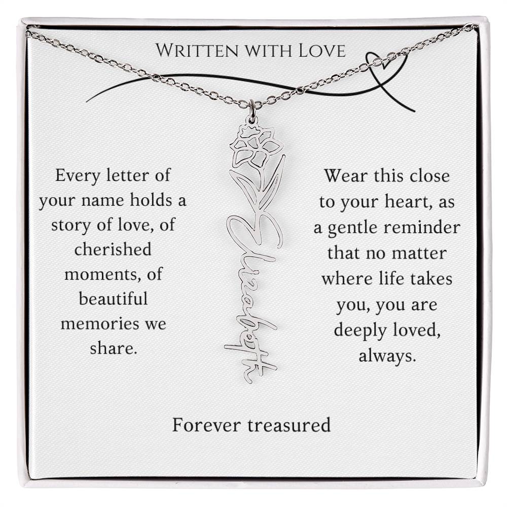 "Written With Love" Custom Flower Necklace