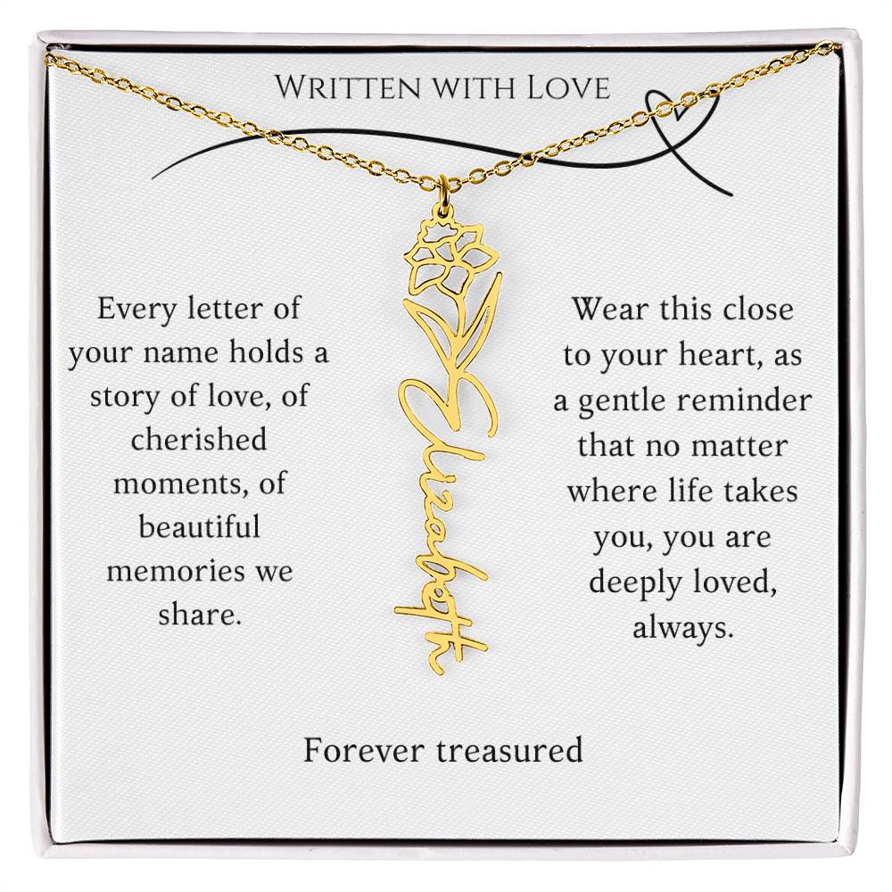 "Written With Love" Custom Flower Necklace